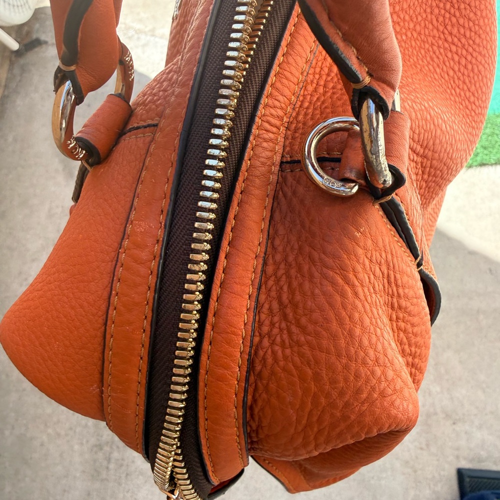 MCM Orange Leather Top-Handle Satchel - Picture 9 of 10